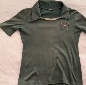 Vintage Embroidered Green Women's Polo